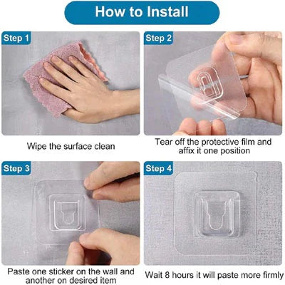 (Pack Of 10 Pair) Double Sided Self Adhesive Wall Hooks