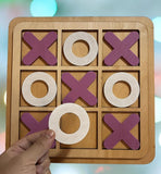 Wooden Tic-Tac-Toe Board Game – Classic XO Strategy Game For Kids, Toddlers, Preschoolers & Adults – Educational, Durable & Portable 30cm Wooden Board – Ideal Birthday Gift, Party Favour & Family Game (Random Color)