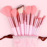 13 Pieces Soft Fluffy Makeup Brush Set - Cosmetics Brush Set - Makeup Brush Kit - Blush And Powder Brushes - Makeup Brushes For Foundation - Pink Color - Without Box