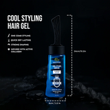ECRIN Cool Styling Hair Gel With Active Collagen | Strong Hold, No Flakes, Nourishing Formula For All Hair Types, Daily Use Gel With Refreshing Cool Effect - With Comb (280ml)