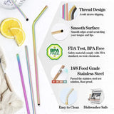 Set Of 6 Colorful Reusable Metal Straws – Stainless Steel Drinking Straws With Eco-Friendly Design For Home, Travel & Parties