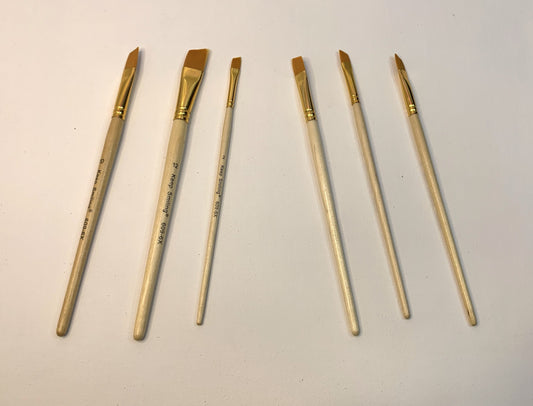 Pack Of 6 Professional Angular Brush Set For Artists – Wooden Handle & Ultra-Soft Tapered Bristles | Multi-Purpose Brushes For Painting, Designing, Calligraphy & Craft | Ideal For Acrylic, Oil & Watercolors