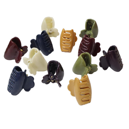 Pack Of 12 Hair Catchers – Small Size (1 Inch) Multicolor Plastic Clips For Women & Girls | Strong Grip & Stylish Design (Random Color)