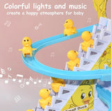 Duck Slide Toy Set, Funny Automatic Stair-Climbing Ducklings Cartoon Race Track Set Little Lovely Duck Slide Toy Escalator Toy With Lights And Music (3 Sliding Ducks)