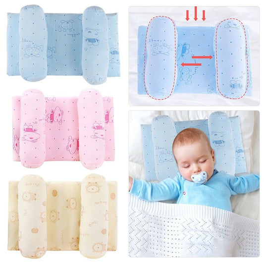 Soft Head Shaping Newborn Pillow For Flat Head Prevention, Breathable & Portable Infant Cushion - Baby Head Shaping Pillow - Adjustable Newborn Baby Head Shaping Pillow ( Random Color & Design ) - Without Box