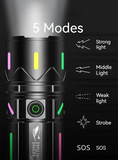 Tactical LED Flashlight Kit With Portable Green Hard Case – High-Powered, Rechargeable, Multi-Mode Light