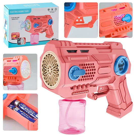 Children’s Handheld Porous Electric Bubble Gun With Lights & Music – Automatic Mess-Free Bubble Blower With Bottle Fix System For Indoor/Outdoor Play, Pool Parties, Birthdays & Special Events (Random Color)