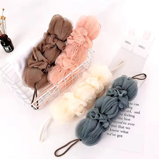 Premium Exfoliating Loofah Sponge – Long Handle Shower Pouf For Body & Back Scrubbing (Random Color))