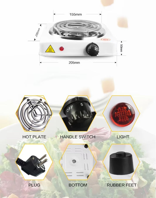 Electric Stove For Cooking - Hot Plate Heat Up In Just 2 Mins - Easy To Clean -Metal Body (Random Color )