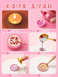 Wax Set With 3 Different Brass Stamps With Holder - Spoon - Candle - Heating Stand (10 Colors Wax About 520 Beans)