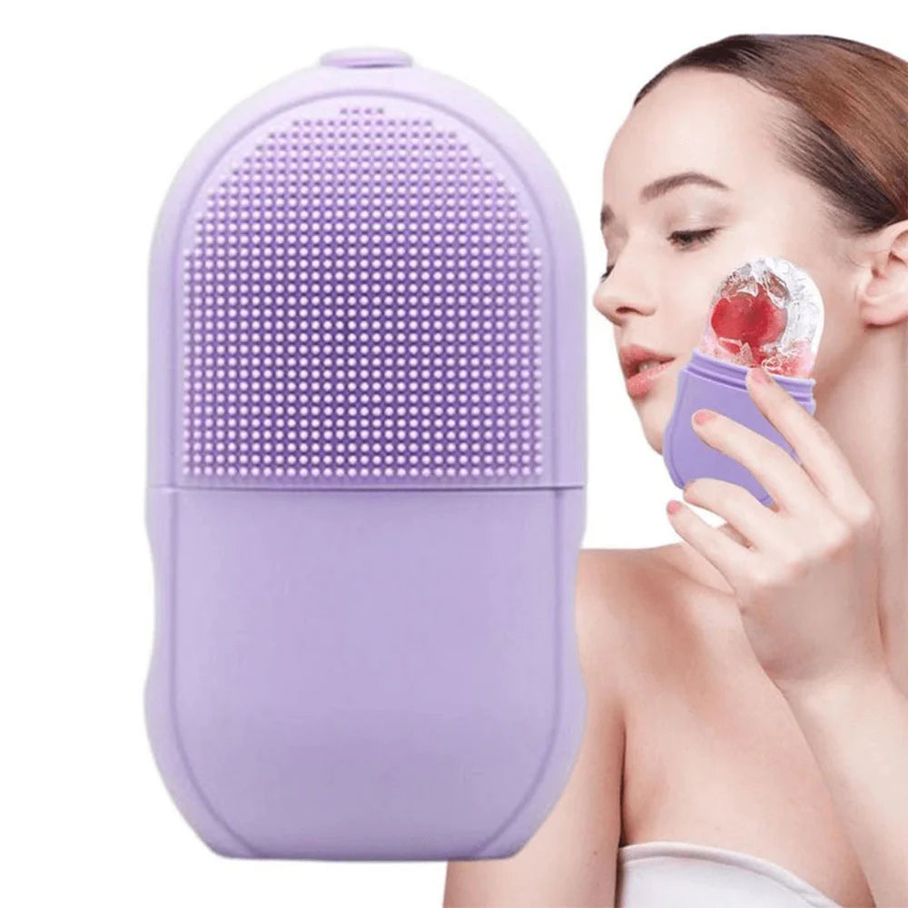 Silicone Cleansing Ice Lattice | Ice Roller Facial Massage | Ice Cube Roller With Scrub - Random Color
