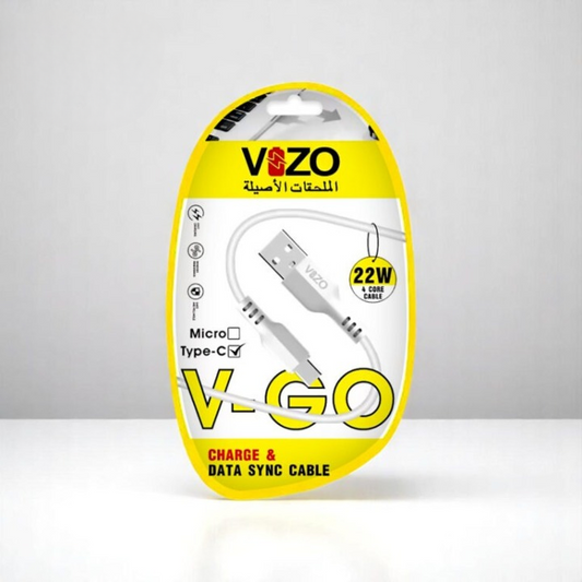 Vizo V-Go 22W Fast Charging Type-C Data Cable | Best Quality Type Fast Charging Cable | 22W Fast Charging Cable | Charging Pin - Charging Lead For Mobile Phone